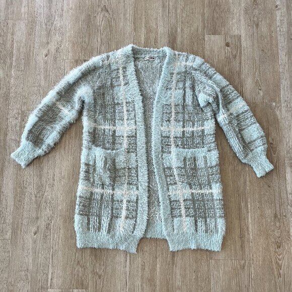 Fashion Nova Sweaters - Womens Fashion Nova Blue Plaid Sweater Cardigan - S
